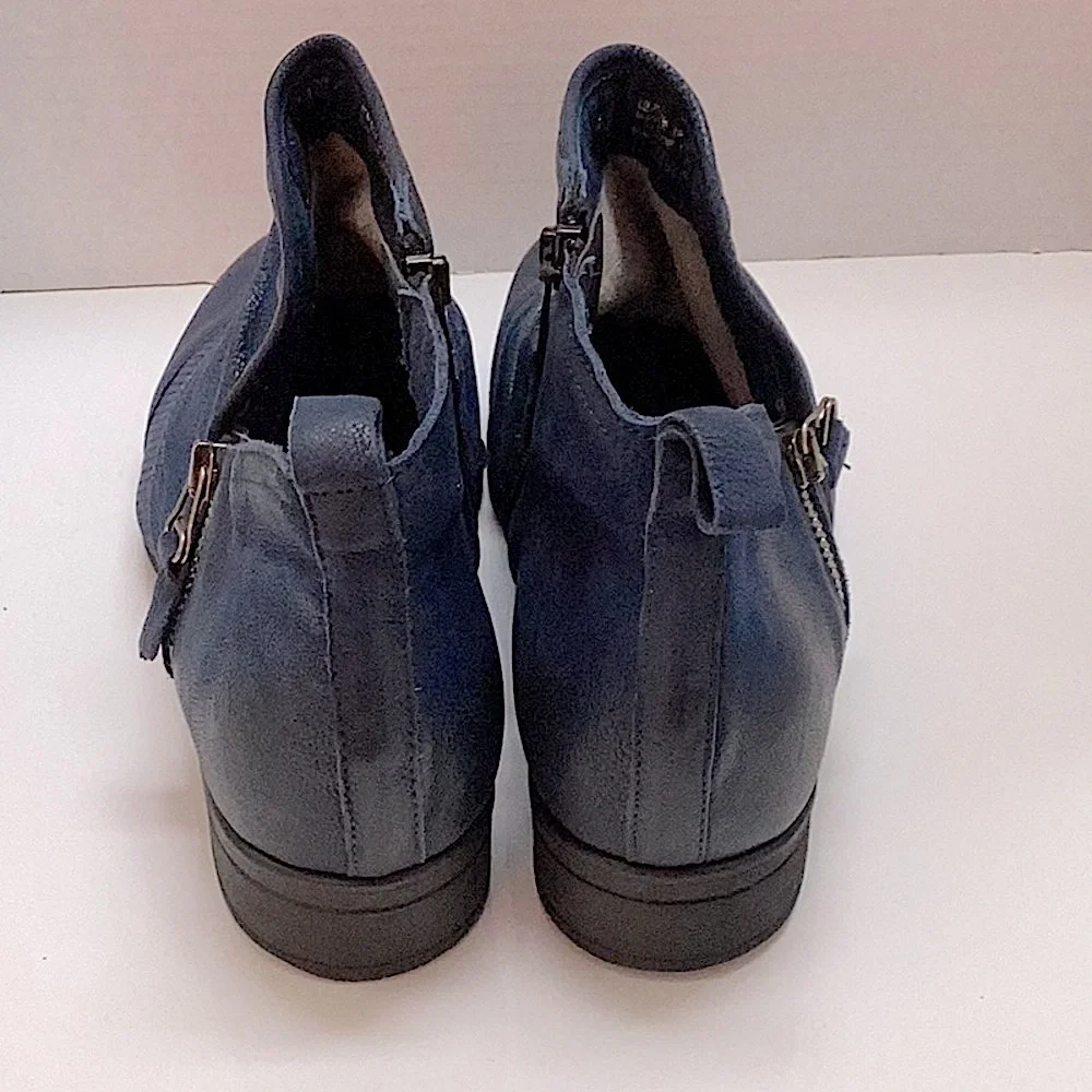 Miz Mooz Navy Leather Ankle Booties